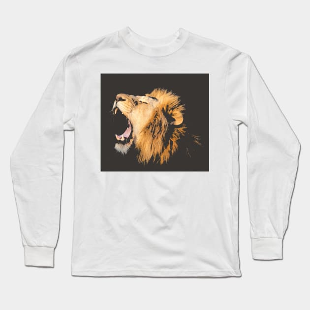 yawning Lion Long Sleeve T-Shirt by Muahh